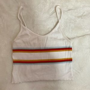 Striped Ribbed White Tank